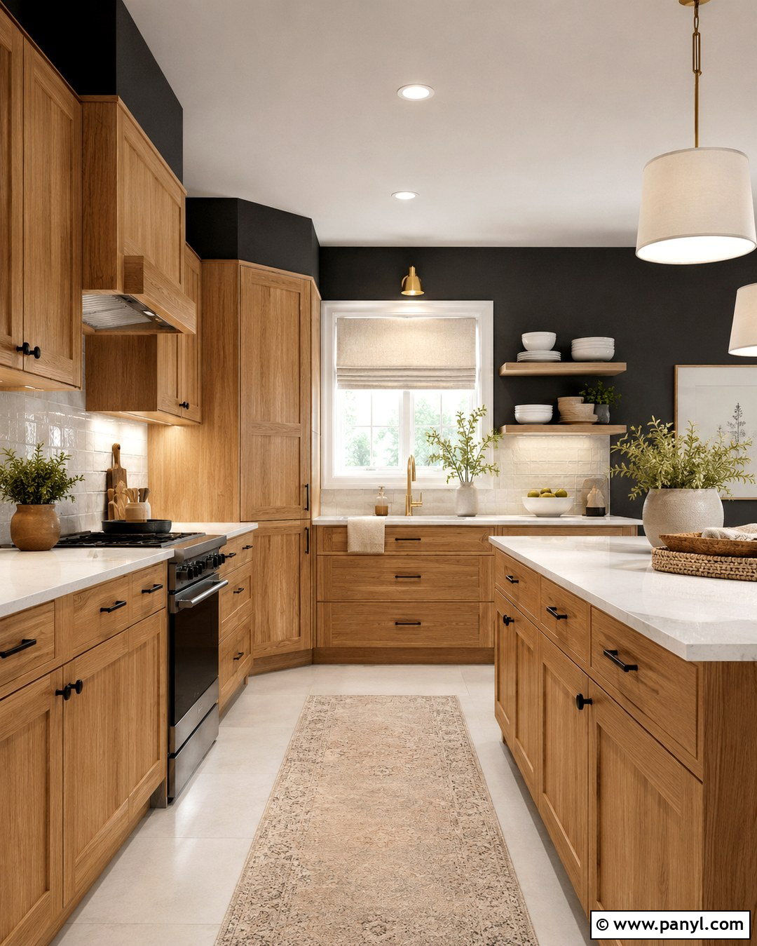 Warm Charcoal Walls With Honey Oak Cabinets - 20 Honey Oak Cabinets Wall Color Ideas