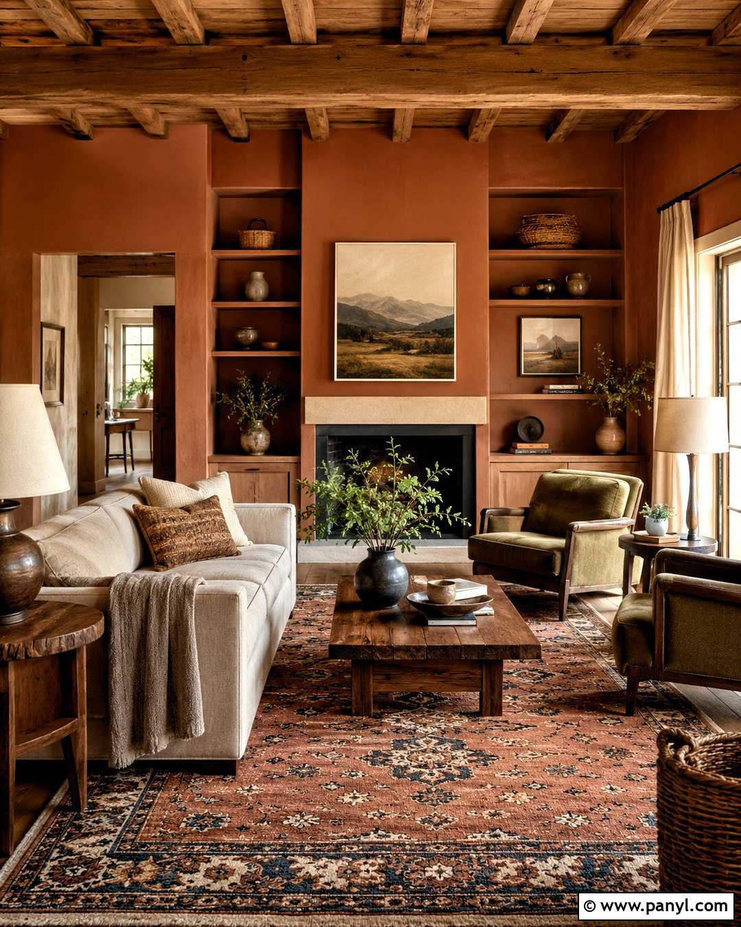 Warm Clay Sitting Room - 35 Sitting Room Paint Color Ideas