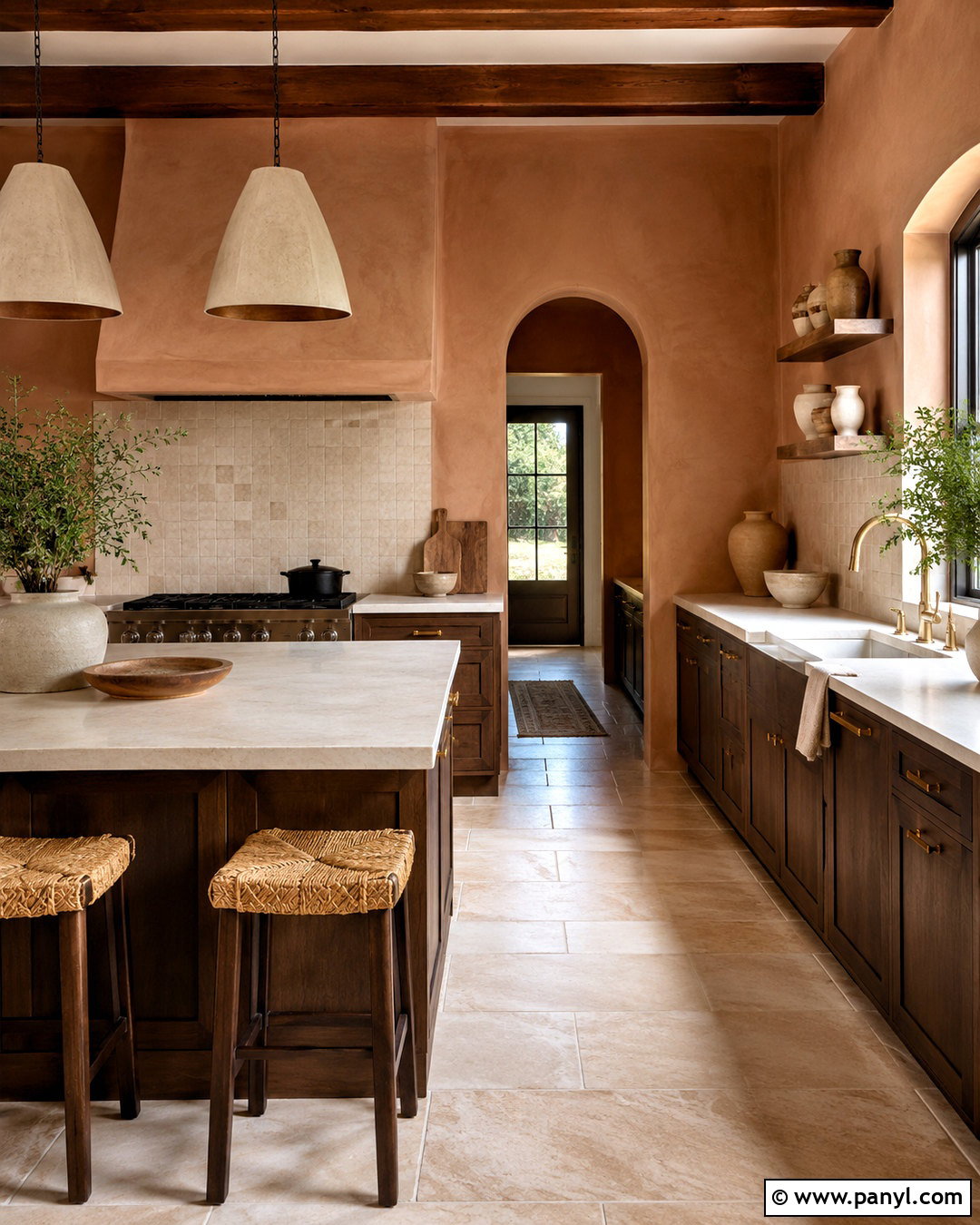 Warm Clay Walls With Dark Brown Cabinets - 20 Wall Color For Dark Brown Cabinets