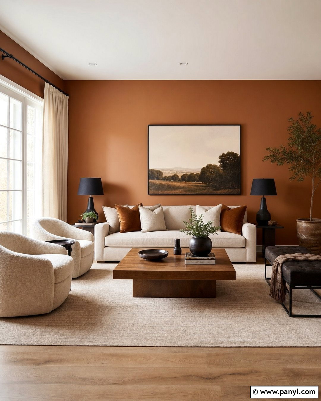 Warm Copper Living Room - 25 Copper Wall Color Ideas