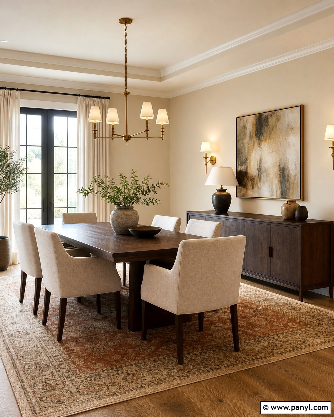 Warm Cream Dining Room With Dark Wood - 25 Warm Cream Walls
