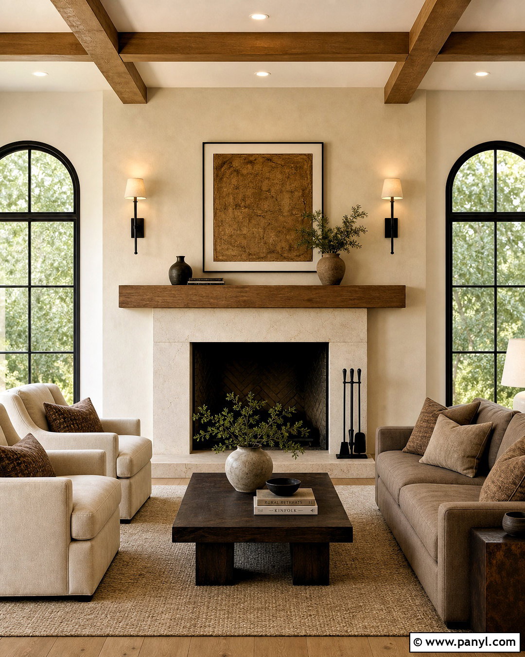 Warm Cream Fireplace Accent Wall - 20 accent wall light color ideas