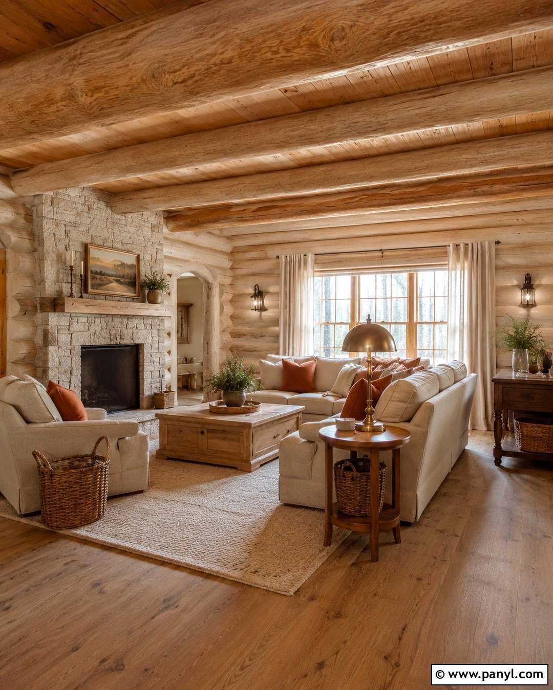 Warm Cream Log Cabin Interior - 20 Log Cabin Interior Colors