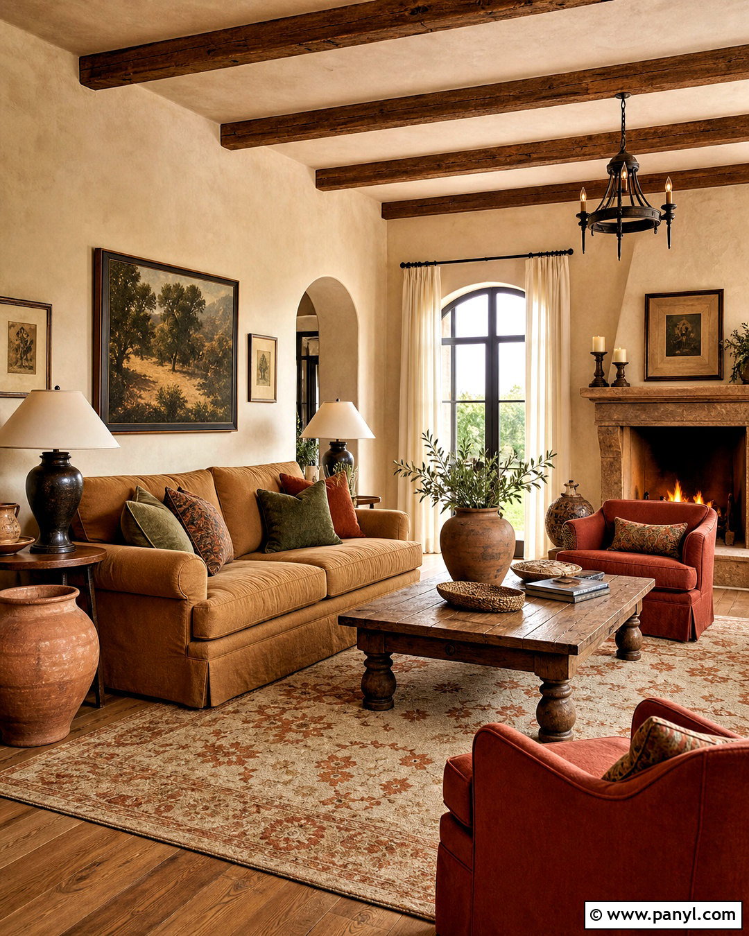 Warm Earth Tone Tuscan Living Room - 20 tuscan living room ideas
