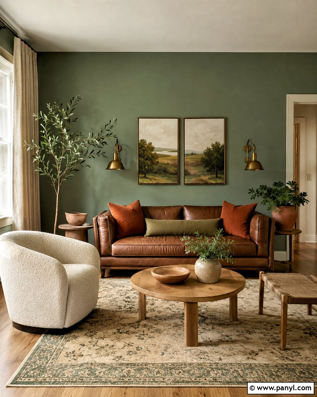 Warm Eucalyptus And Chestnut Living Room - 20 cozy living room warm colors