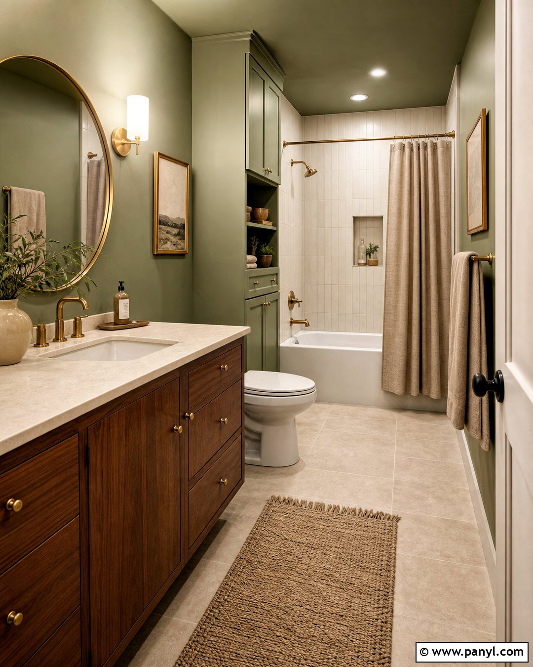 Warm Eucalyptus Small Bathroom - 20 small bathroom colours
