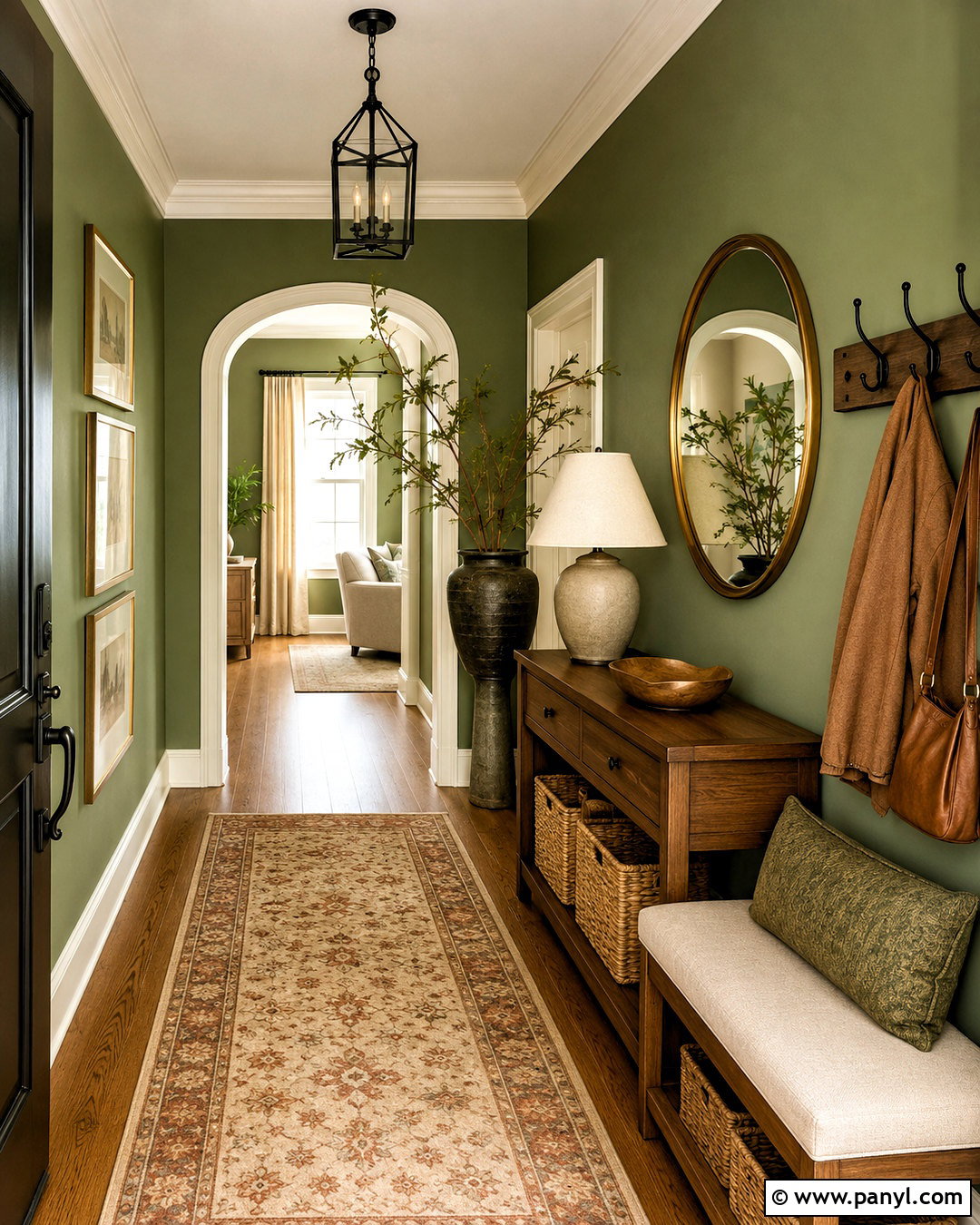 Warm Fern Green Entryway Walls - 20 Warm Green Wall Color Ideas