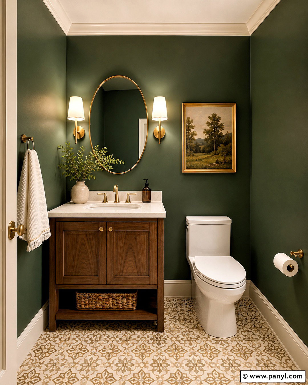 Warm Forest Green Powder Room Walls - 20 Warm Green Wall Color Ideas
