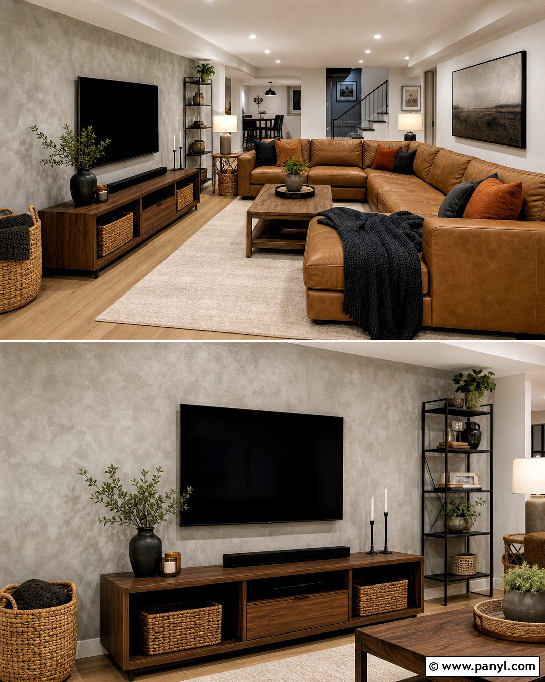 Warm Gray Basement Lime Wash Accent Wall - 20 lime wash accent wall ideas