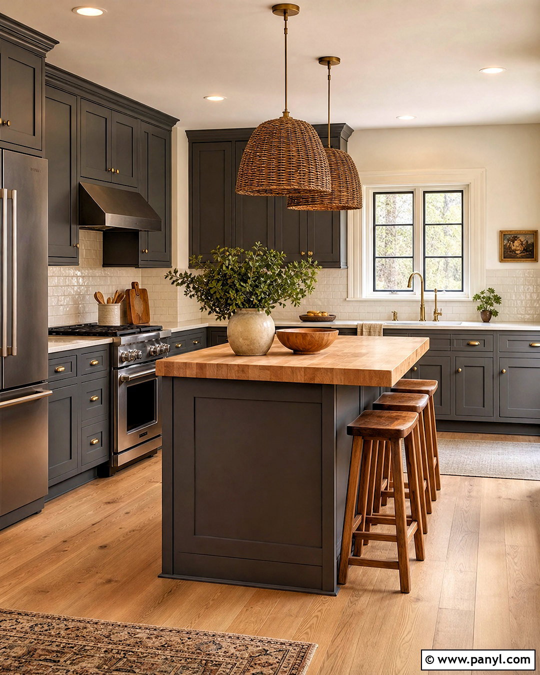 Warm Gray Cabinets With Butcher Block - 20 kitchens with gray cabinets