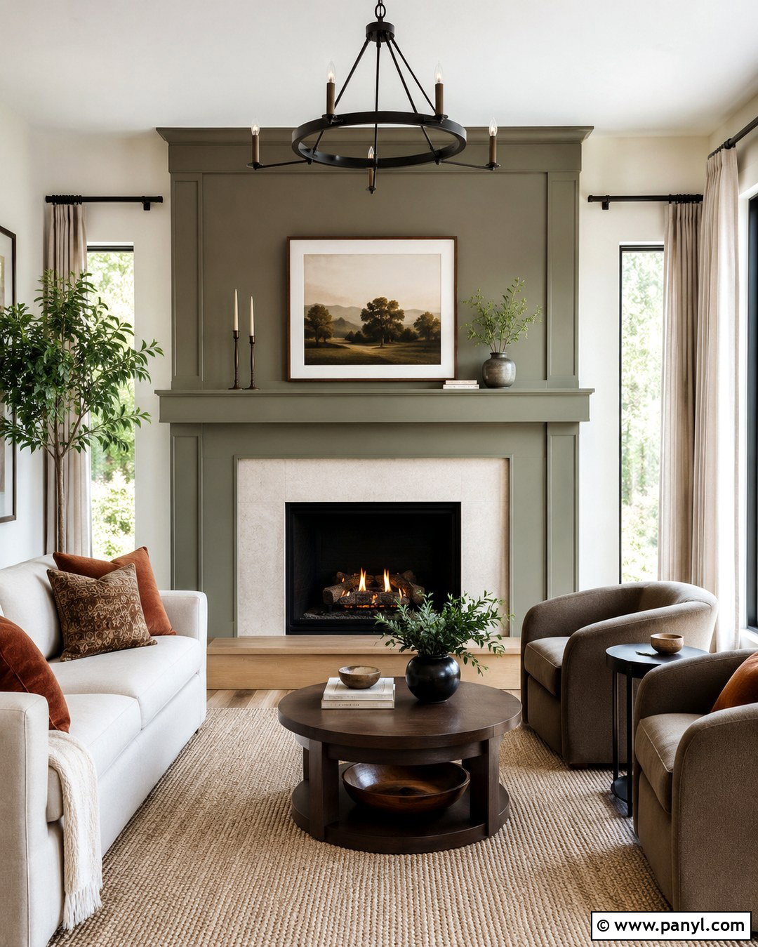 Warm Gray Green Fireplace Wall - 20 Green Fireplace Wall Paint Colors