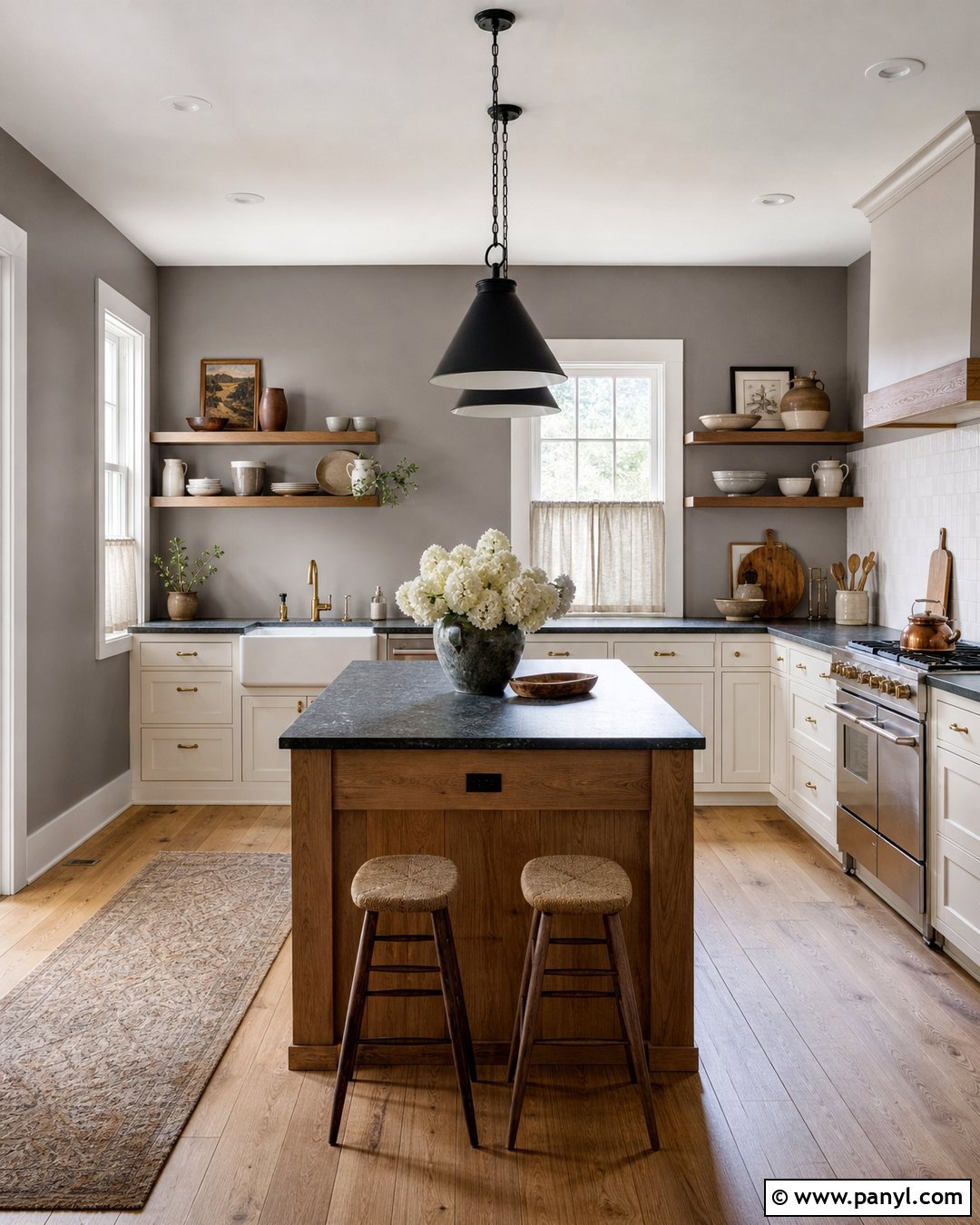 Warm Gray Kitchen Walls For A Farmhouse Kitchen - 30 gray kitchen walls