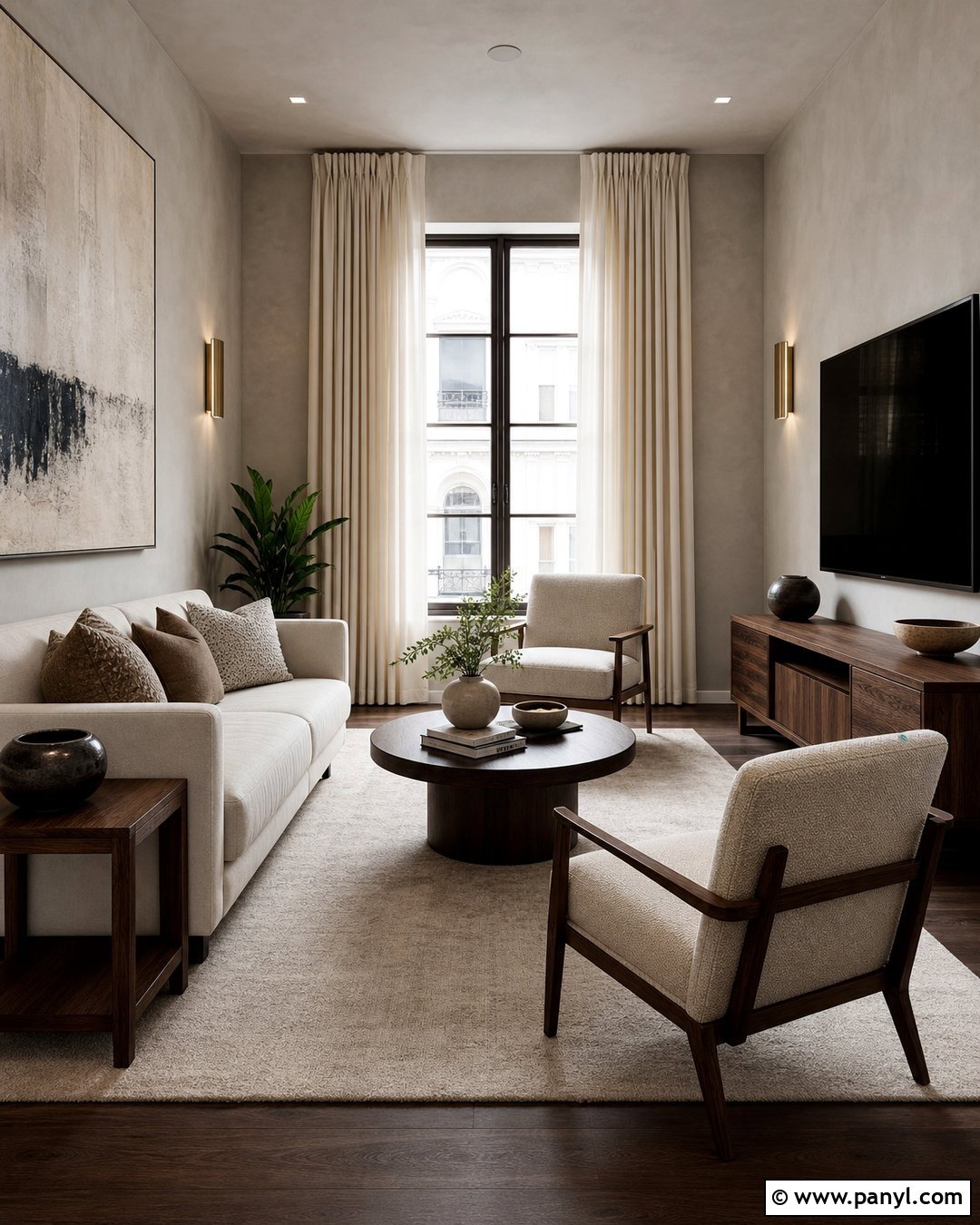 Warm Gray Limewash Apartment Living Room - 50 Limewash Walls