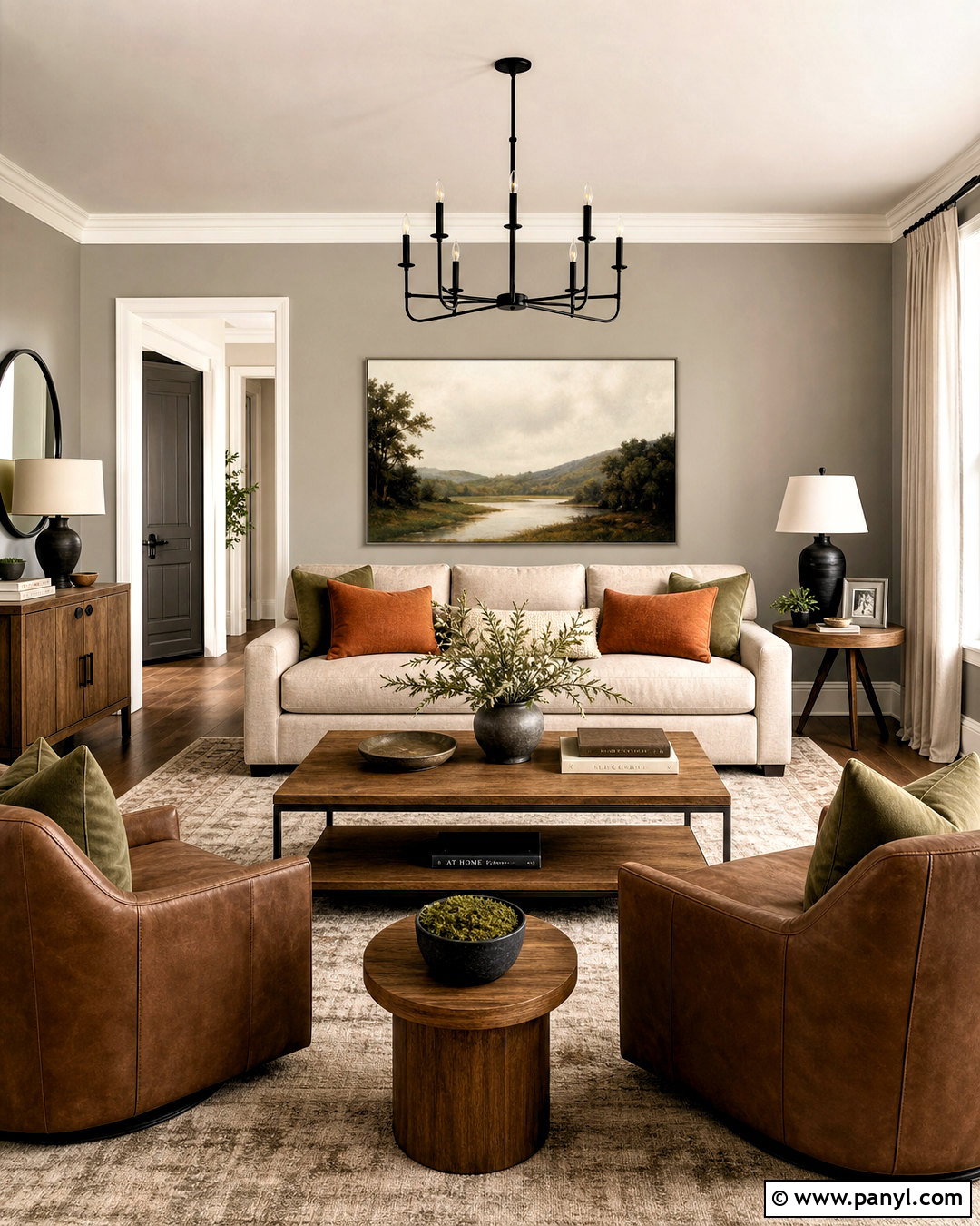 Warm Gray Living Room - 20 gray wall color ideas