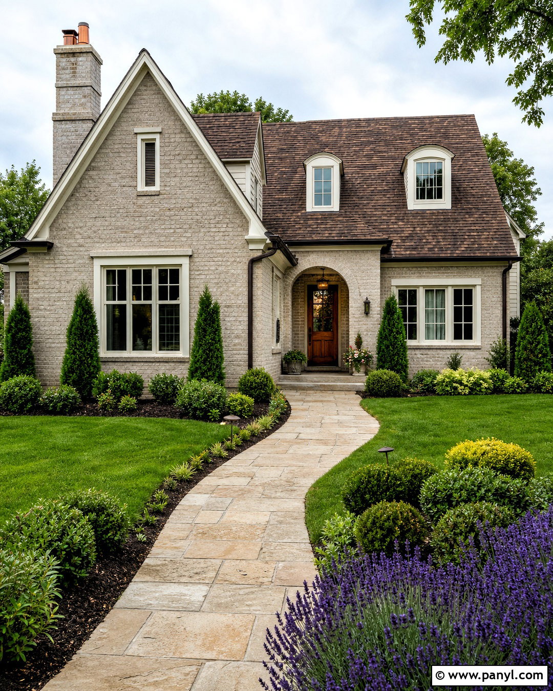 Warm Gray Painted Brick With Cream Trim - 20 grey painted brick ideas
