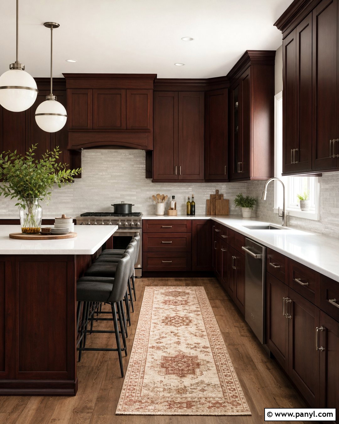 Warm Gray Walls With Dark Cherry Cabinets - 20 Dark Cherry Kitchen Cabinets Wall Color Ideas
