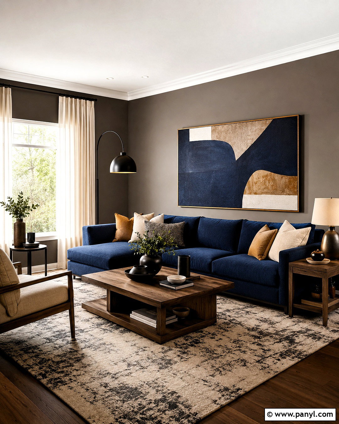 Warm Gray Walls With Navy Blue Sofa - 20 Wall Color For Navy Blue Sofa Ideas