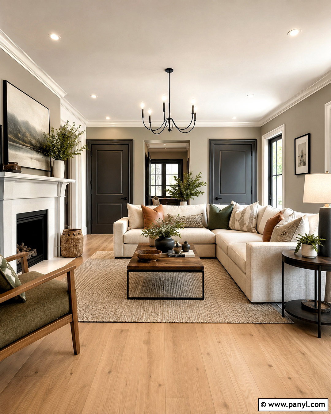 Warm Gray Walls With White Trim And Charcoal Doors - 20 Wall Trim And Door Colors