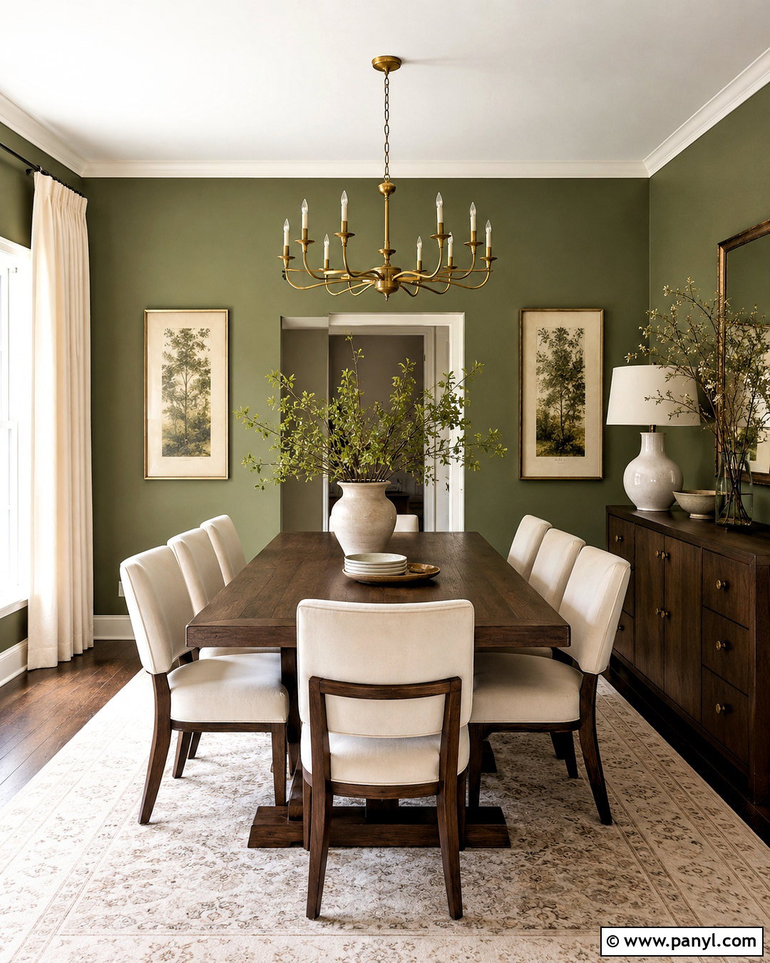 Warm Green Walls With Dark Wood Furniture - 20 Warm Green Wall Color Ideas