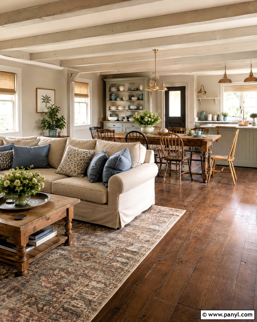 Warm Greige Cottage Open Plan Room - 20 cottage paint colors interior ideas