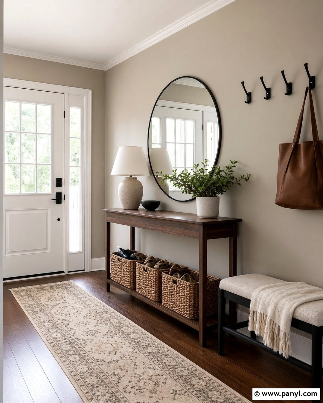 Warm Greige Entryway Painted Wall - 20 Room One Wall Painted Ideas