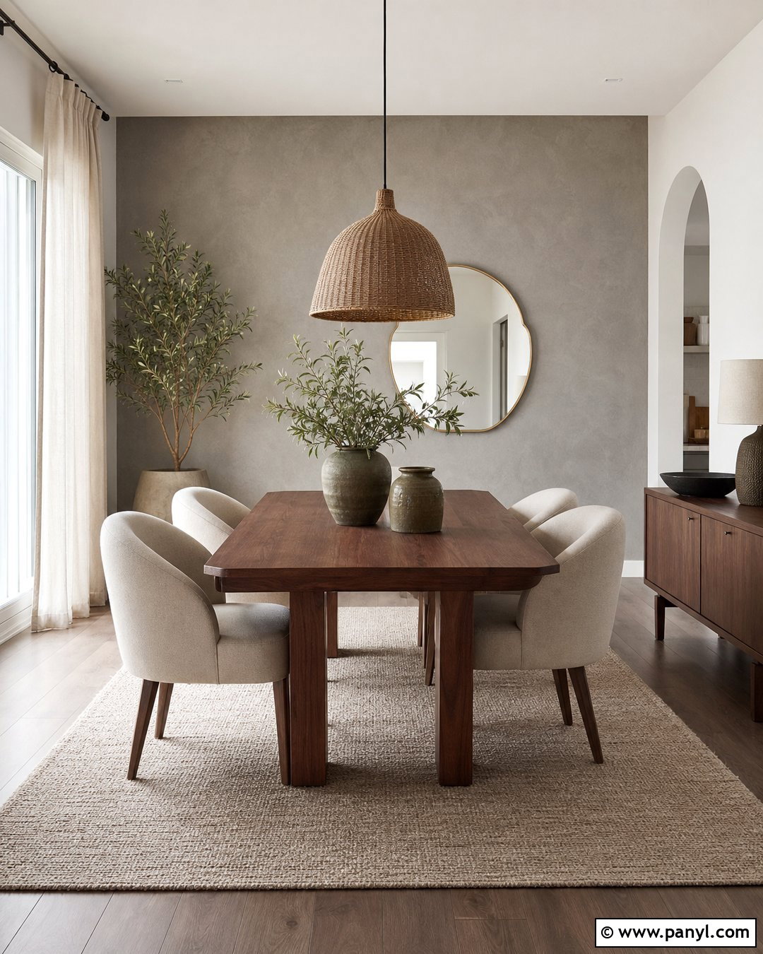 Warm Greige Feature Wall Dining Room - 30 Grey Feature Wall Ideas