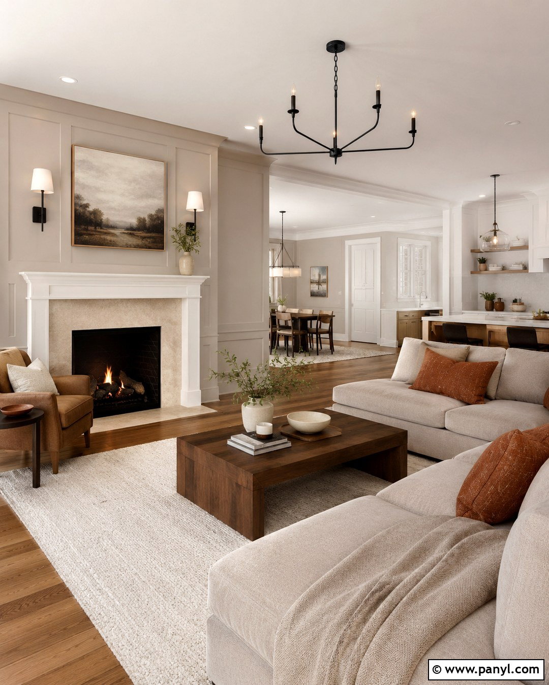 Warm Greige Fireplace Wall - 20 Accent Color On Fireplace Wall Ideas