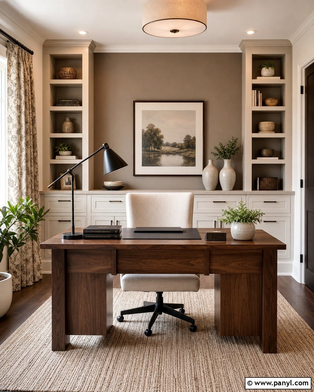 Warm Greige Home Office Accent Wall - 25 Home Office Accent Wall Color Ideas
