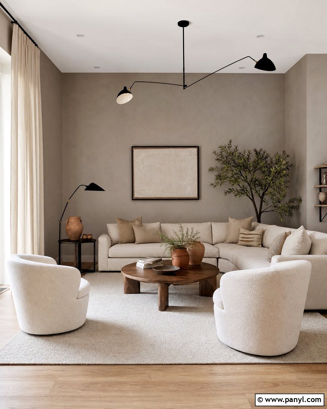 Warm Greige Living Room Accent Wall - 35 grey accent wall ideas