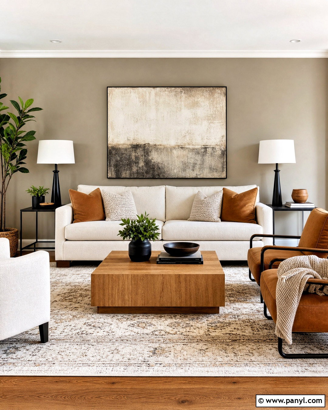 Warm Greige Living Room Accent Wall - 20 neutral accent wall ideas