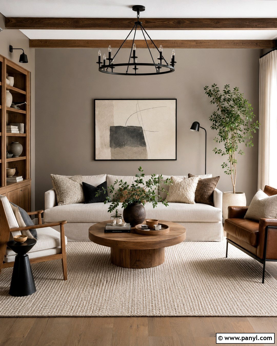 Warm Greige Living Room Accent Wall - 20 Neutral Color Accent Wall Ideas