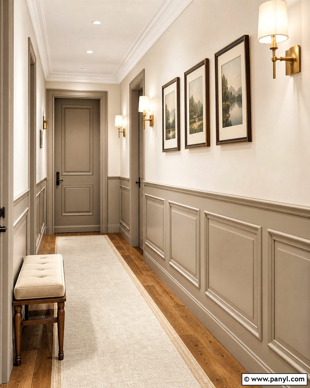 Warm Greige Raised Hallway Paneling - 20 half wall paneling ideas hallways