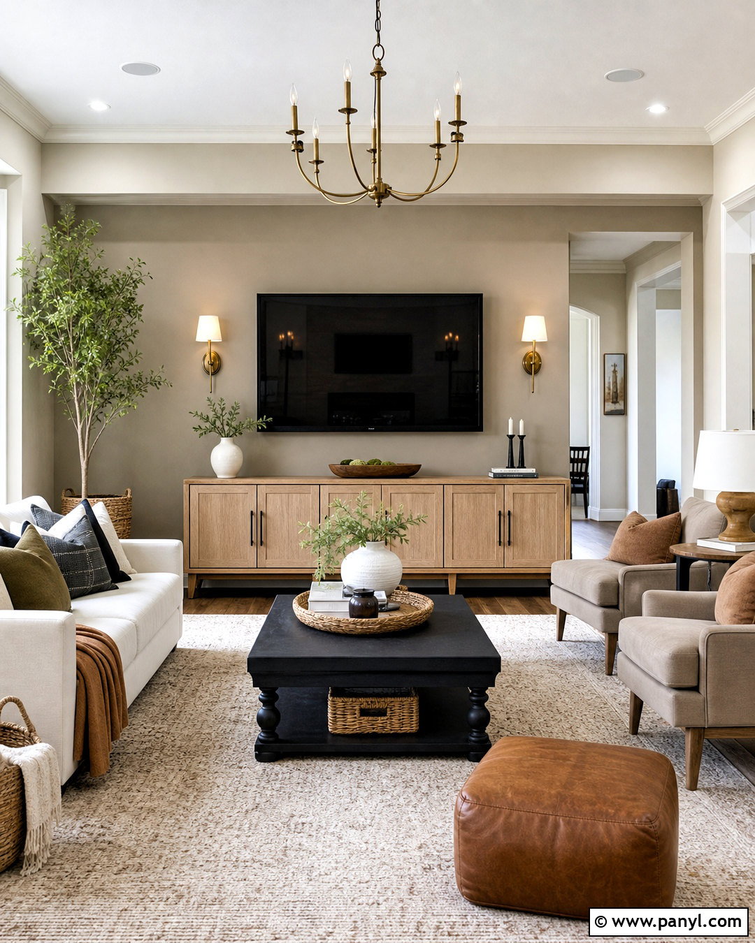 Warm Greige TV Wall - 20 tv wall color ideas living room ideas
