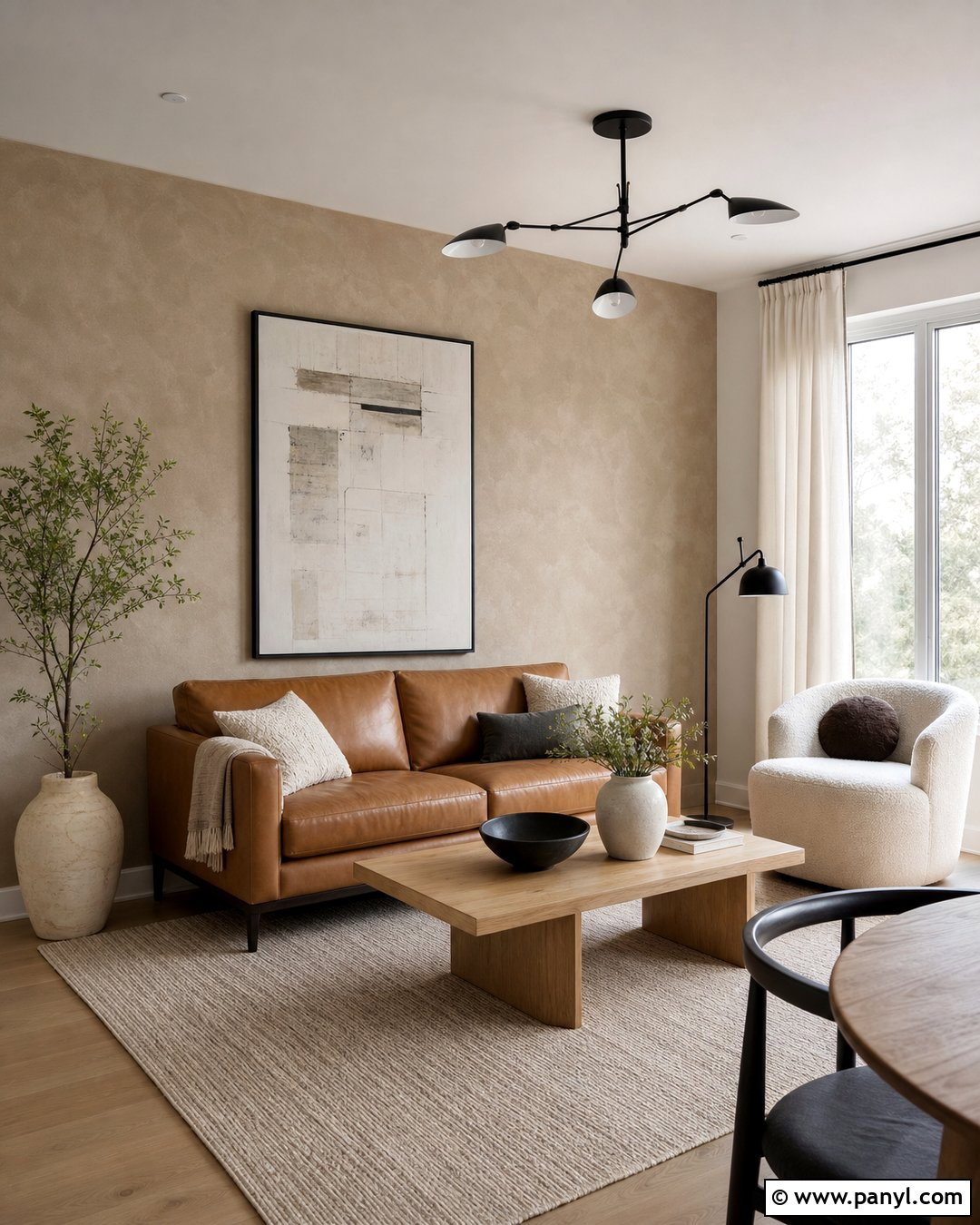 Warm Greige Textured Accent Wall - 20 Accent Wall Small Apartment Ideas