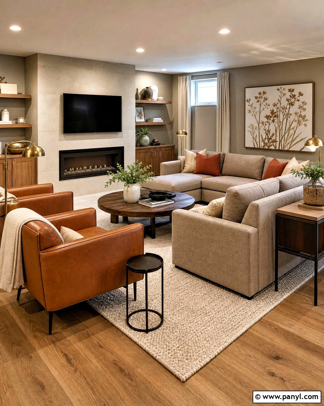 Warm Grey Basement Living Room - 20 grey basement ideas