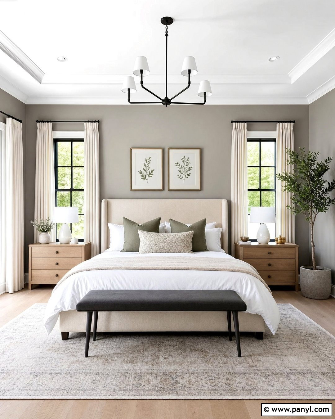 Warm Grey Bedroom Walls With White Bedding - 25 White Grey Walls