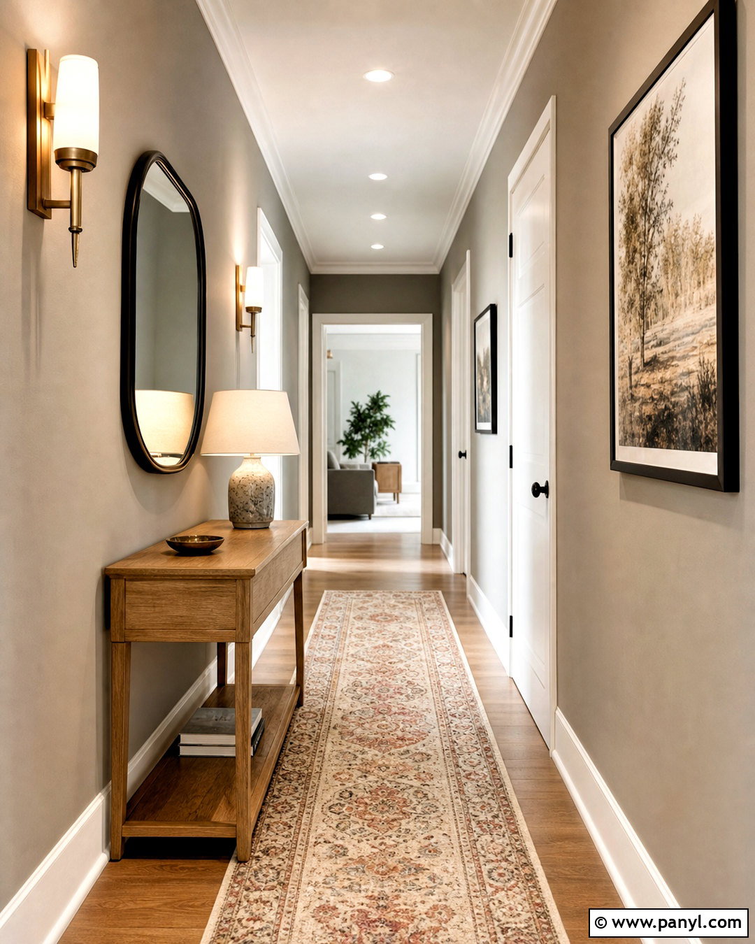 Warm Grey Hallway With White Trim - 20 warm grey walls