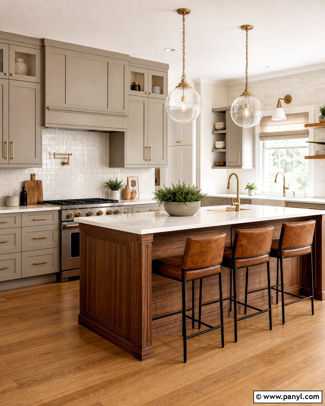 Warm Grey Kitchen With Brass Hardware - 20 warm grey kitchen ideas