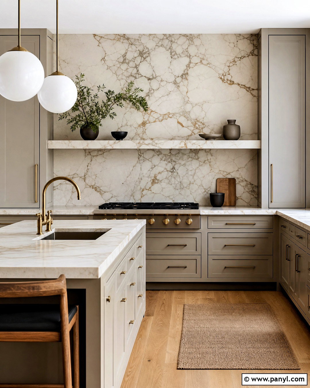 Warm Grey Kitchen With Marble Backsplash - 20 warm grey kitchen ideas