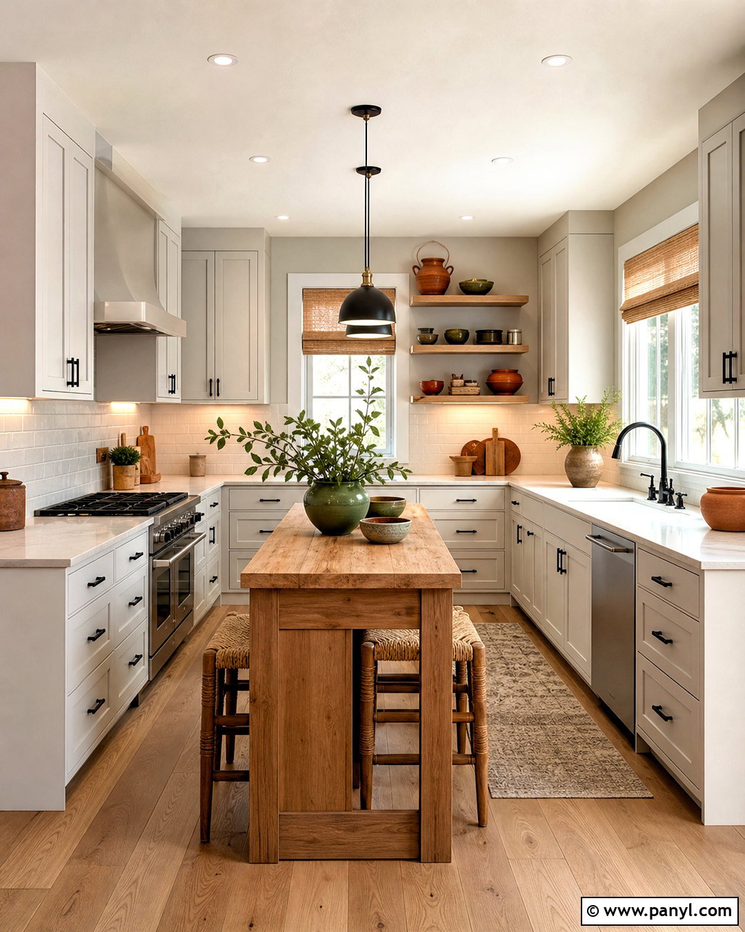 Warm Grey Kitchen With White Cabinets - 20 warm grey walls
