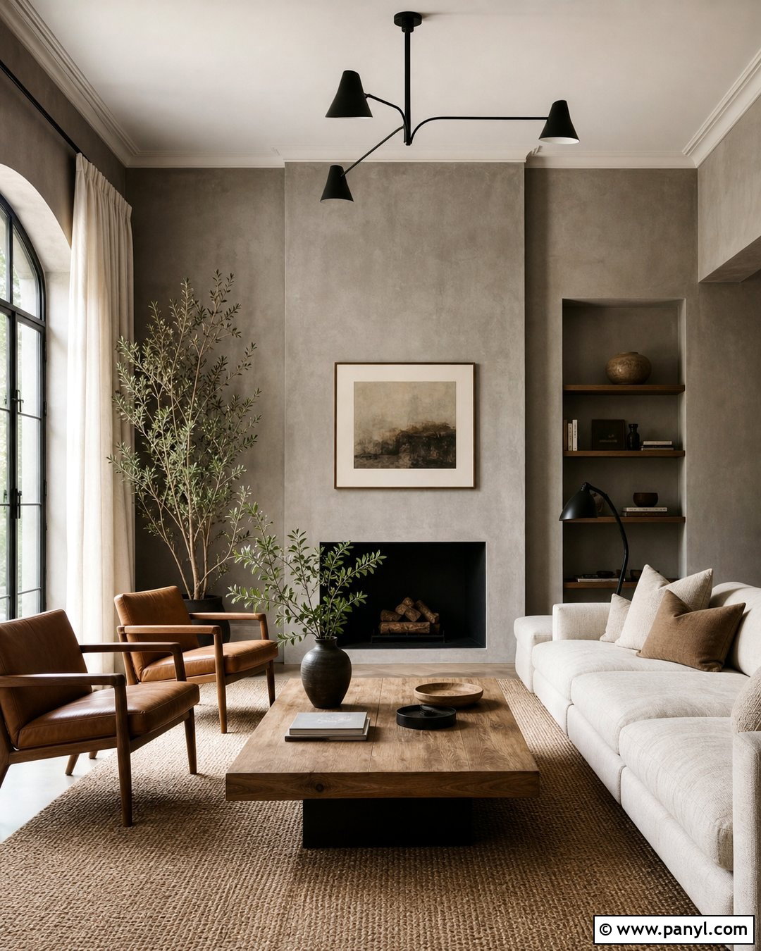 Warm Grey Limewash Living Room - 25 Limewash Grey Wall Ideas