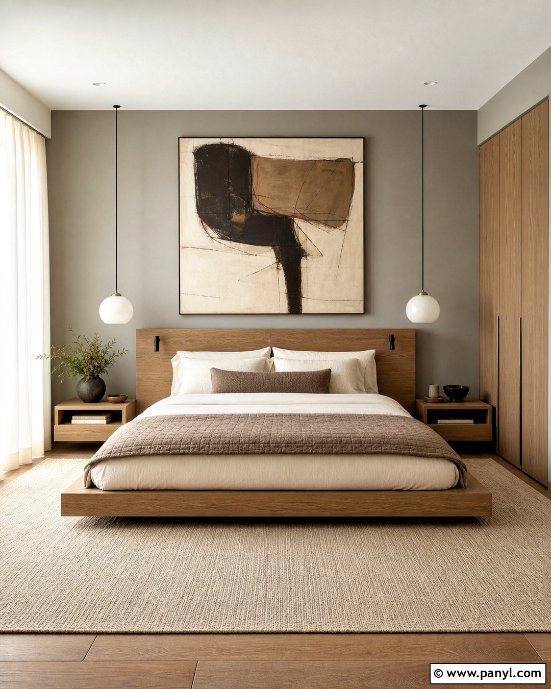 Warm Grey Minimalist Bedroom - 20 warm grey walls