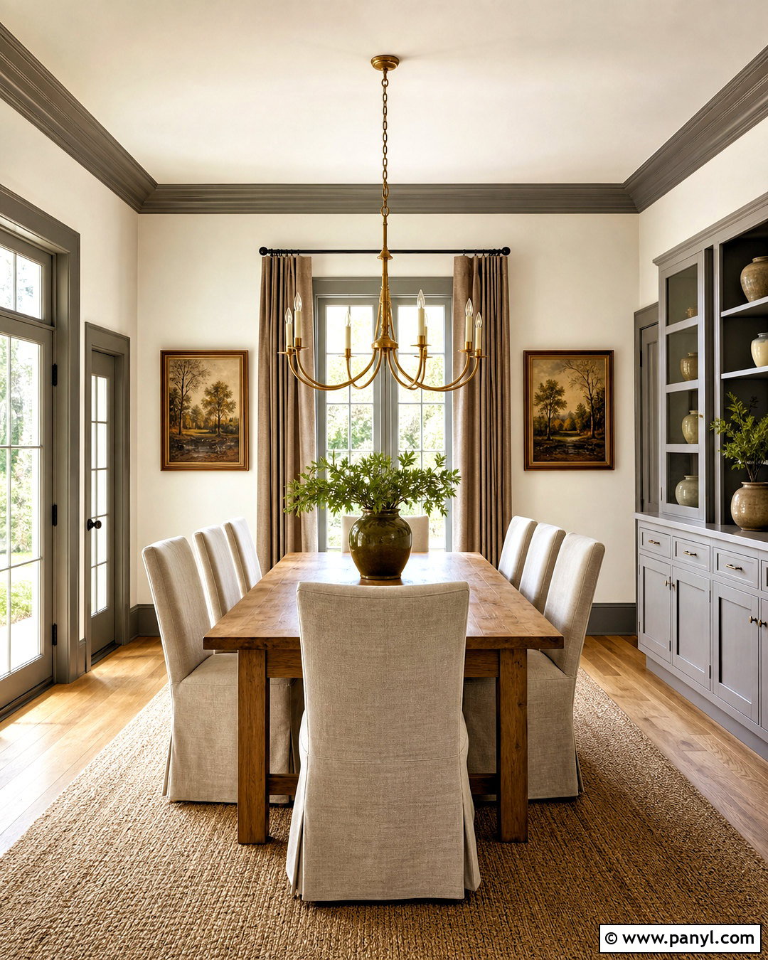 Warm Grey Trim Dining Room - 20 grey trimming white walls