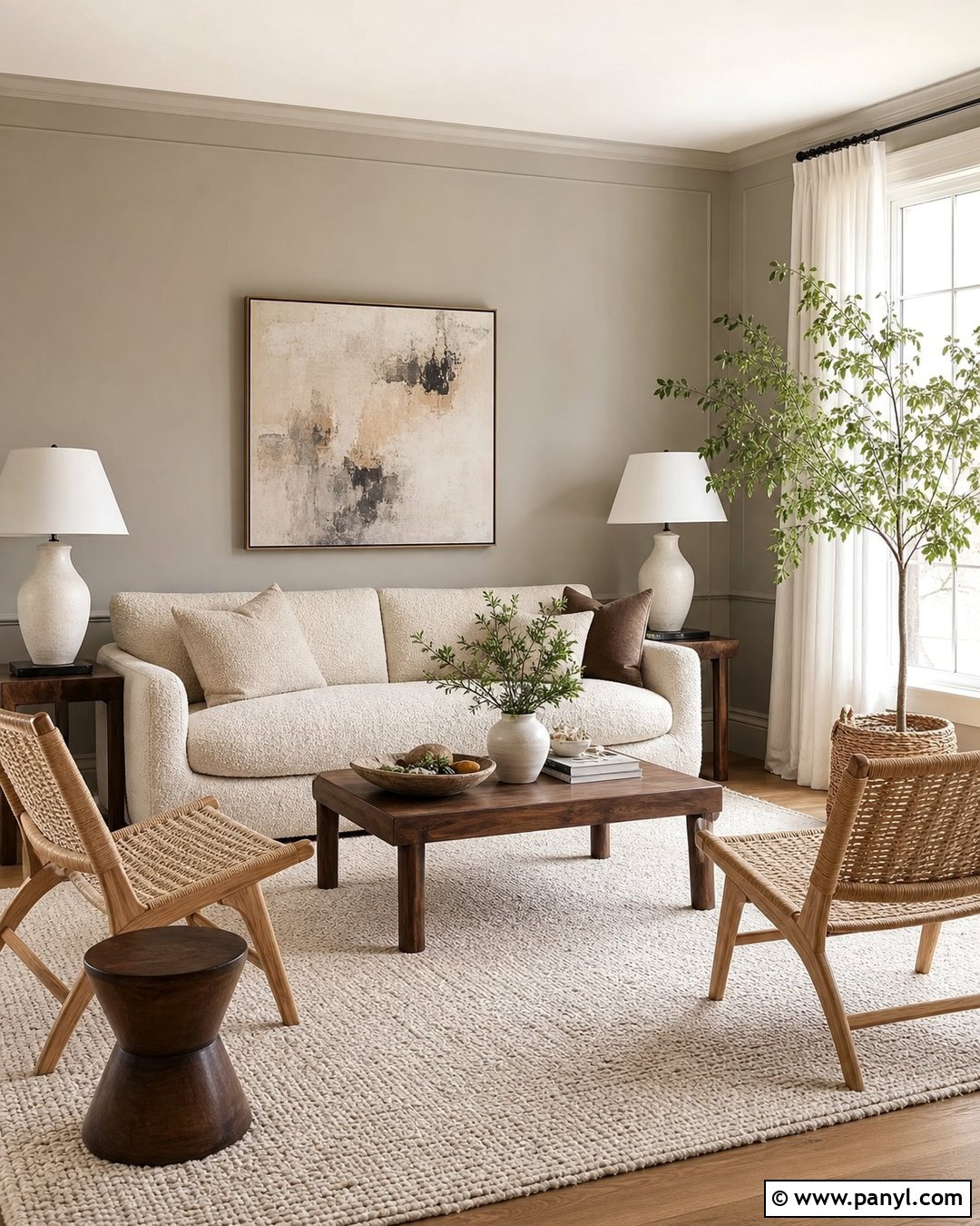 Warm Grey Walls With Cream Decor - 20 Grey Walls In A Scandinavian Interior Ideas