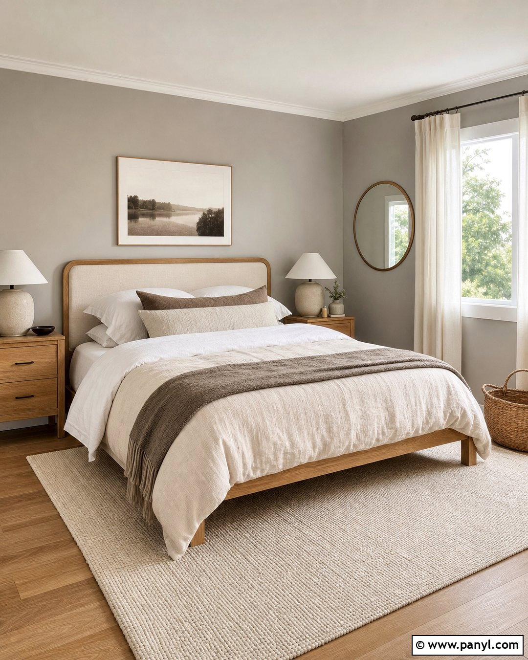 Warm Grey Walls With Linen Bedding - 20 Grey Walls In A Scandinavian Interior Ideas