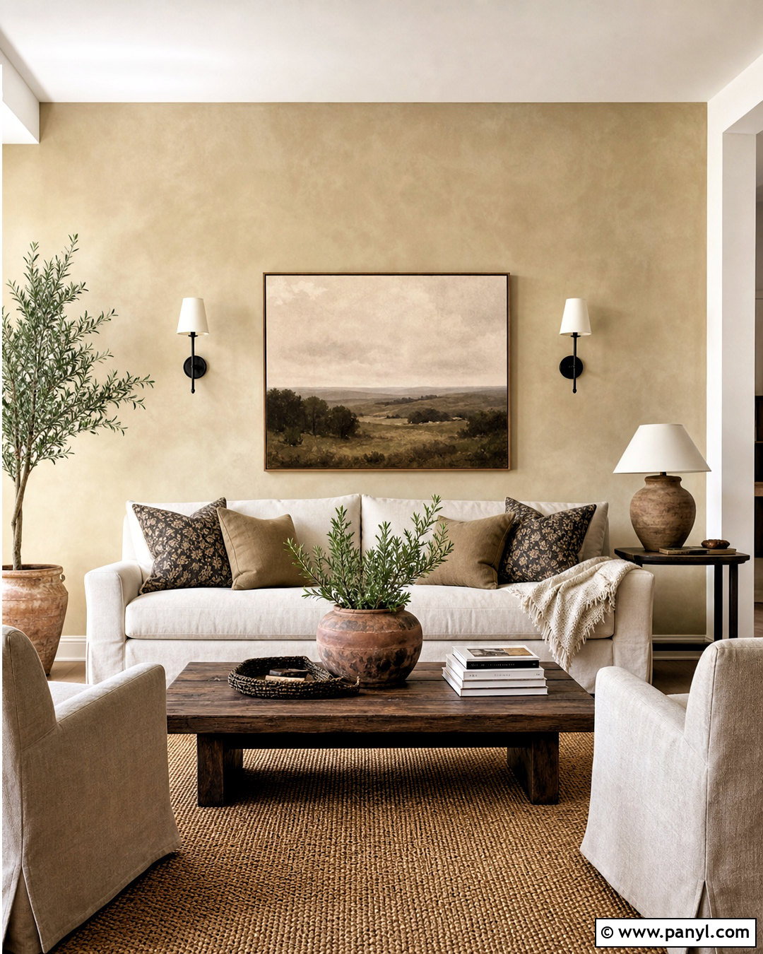 Warm Limewash Accent Wall - 20 modern farmhouse accent wall ideas