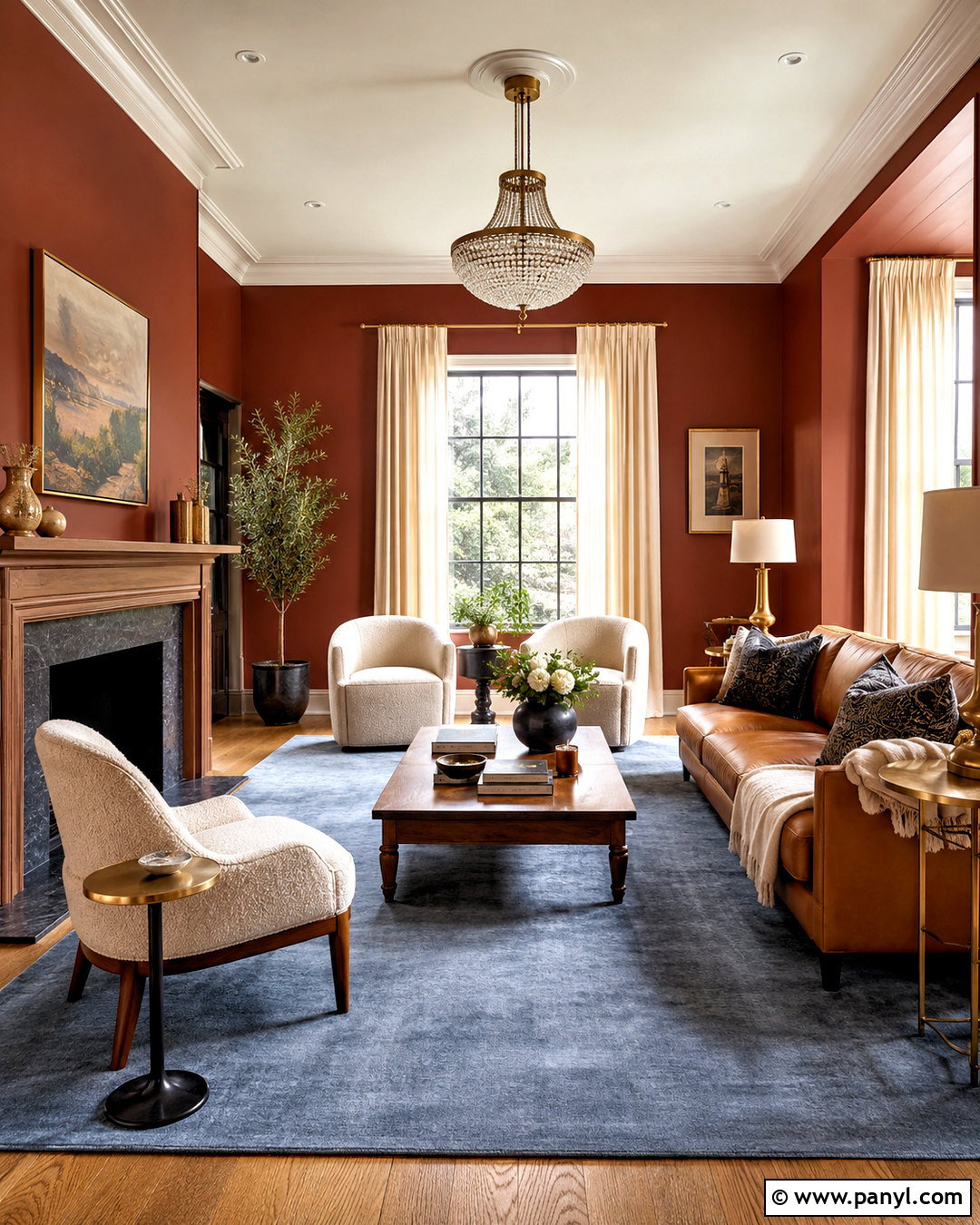 Warm Mahogany Living Room Paint Color - 20 paint color trends