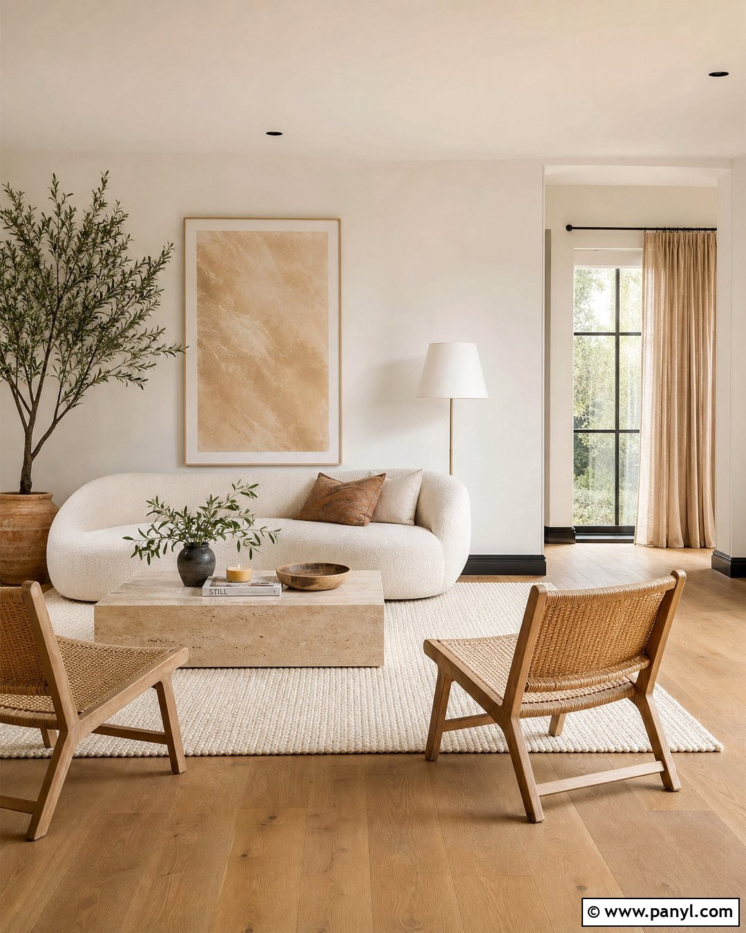 Warm Minimalist Living Room With White Walls And Black Baseboards - 20 White Walls Black Baseboards