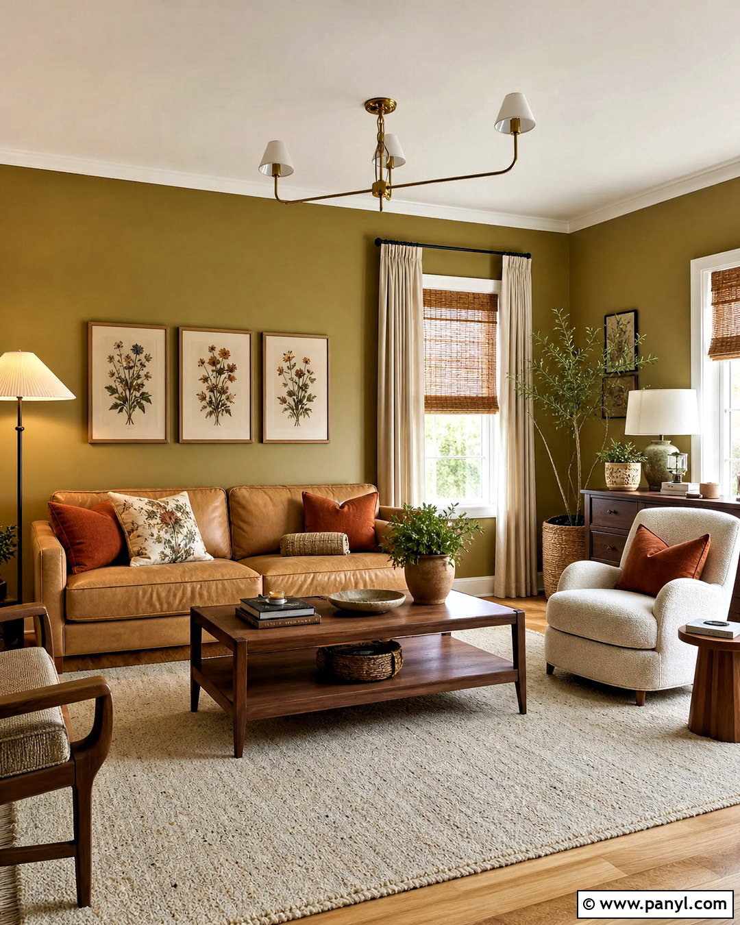Warm Olive Green Living Room - 20 warm paint colors for living room ideas