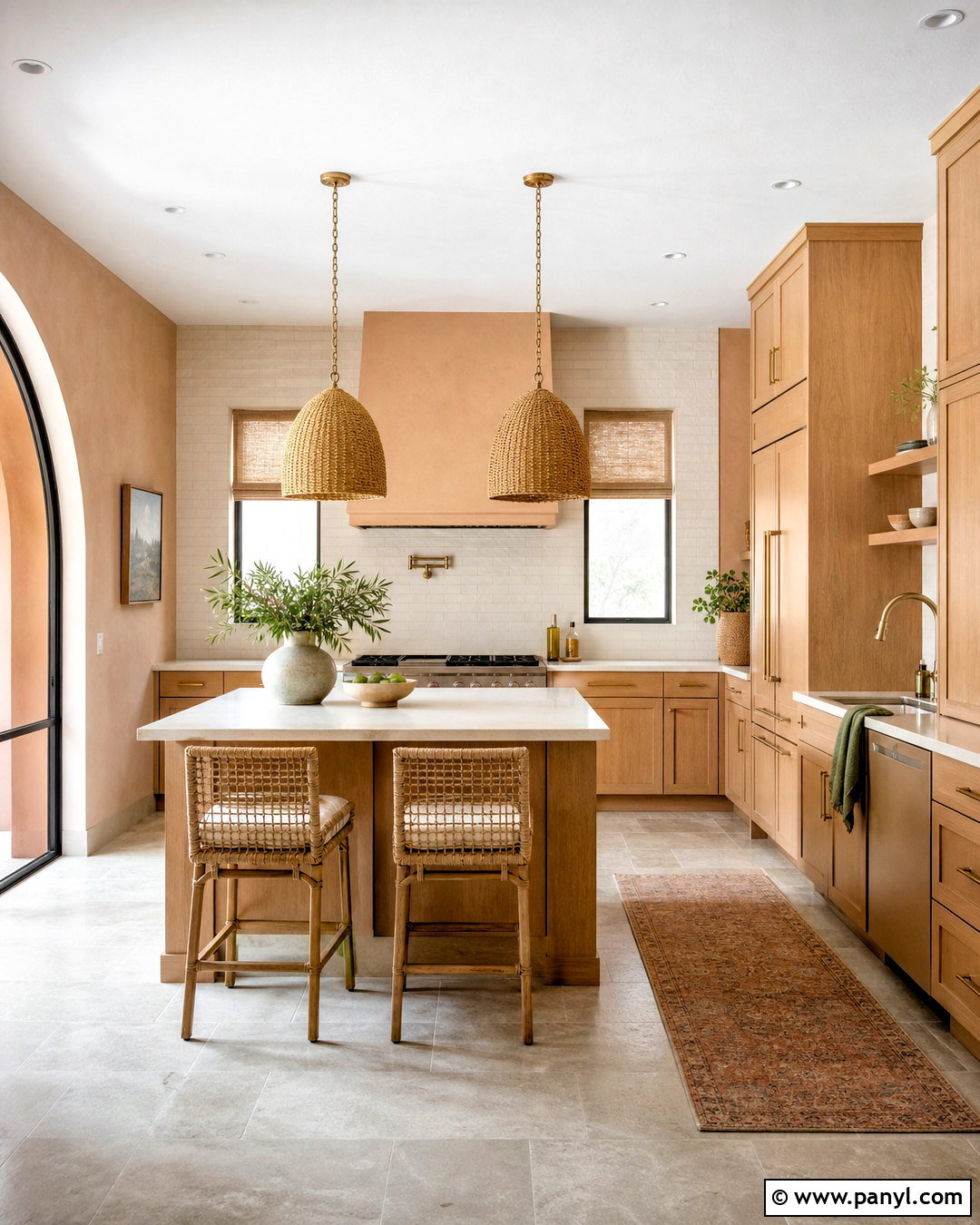 Warm Peach Kitchen With Oak Cabinets - 20 kitchen paint colors with oak cabinets